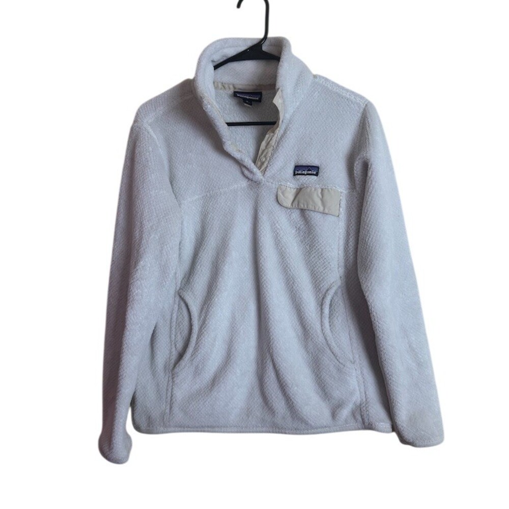Patagonia Re-Tool Snap-T Fleece Pullover Jacket Womens M Ivory Outdoor